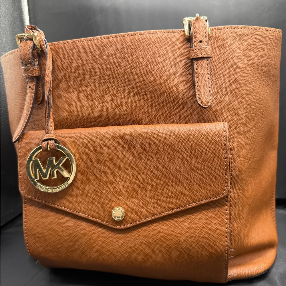 Michael Kors Tan Leather Tote with Gold Accents